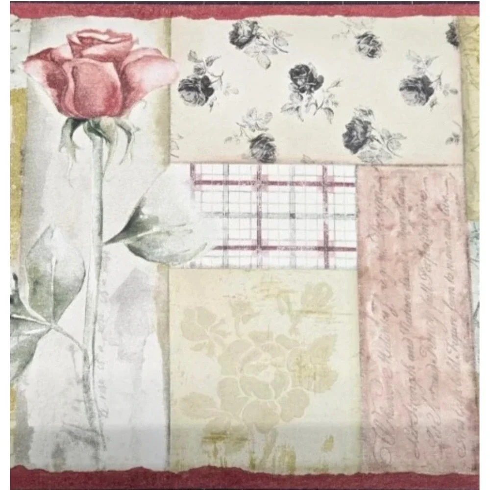Village Quilt Collage Wallpaper Border 5815140 Patchwork Heart Rose Music 2 Roll